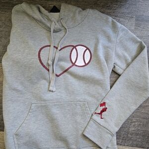 Cozy Gray Heart Baseball Women's Hoodie